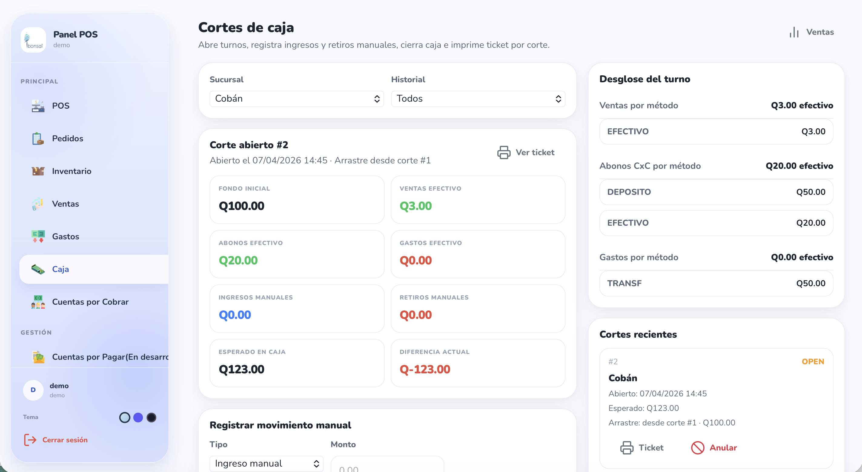 Caja — Cuadra la caja sin discusiones