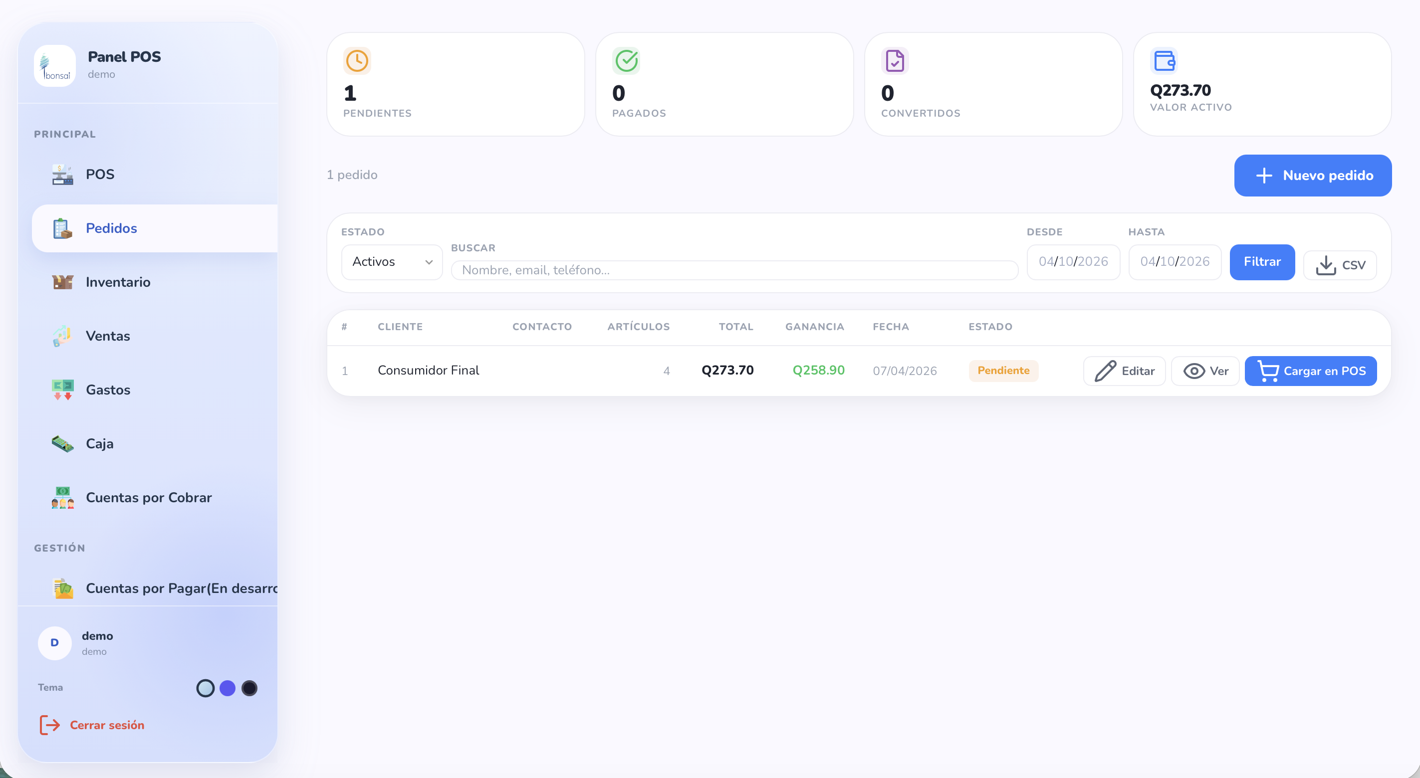 Pedidos — Del pedido a la venta en un clic